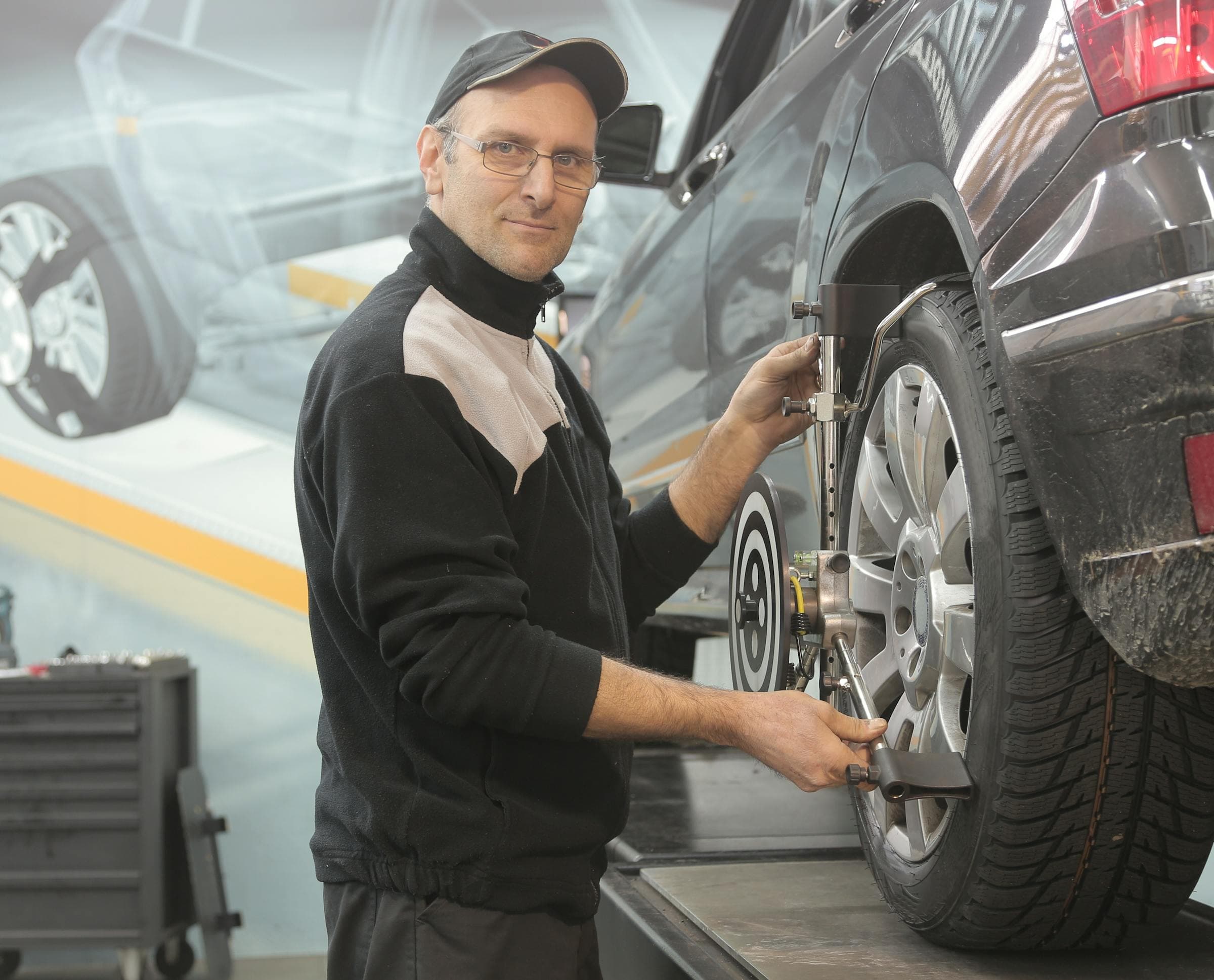 New tires lined up at Rexdale Auto Detailing tire shop in Etobicoke